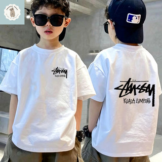 Áo Thun Unisex In Chữ Graffiti Phía Trước & Sau, Áo Bông Ngắn Tay Phong Cách Đường Phố Size 3-12 Tuổi COD