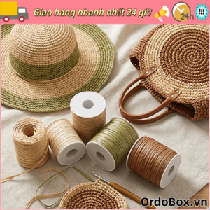 Ruy băng mũ móc ORDOBOX, Sợi Raffia bền thân thiện với môi trường, Dệt chất lượng cao cấp 120M mỗi cuộn Sợi móc DIY
