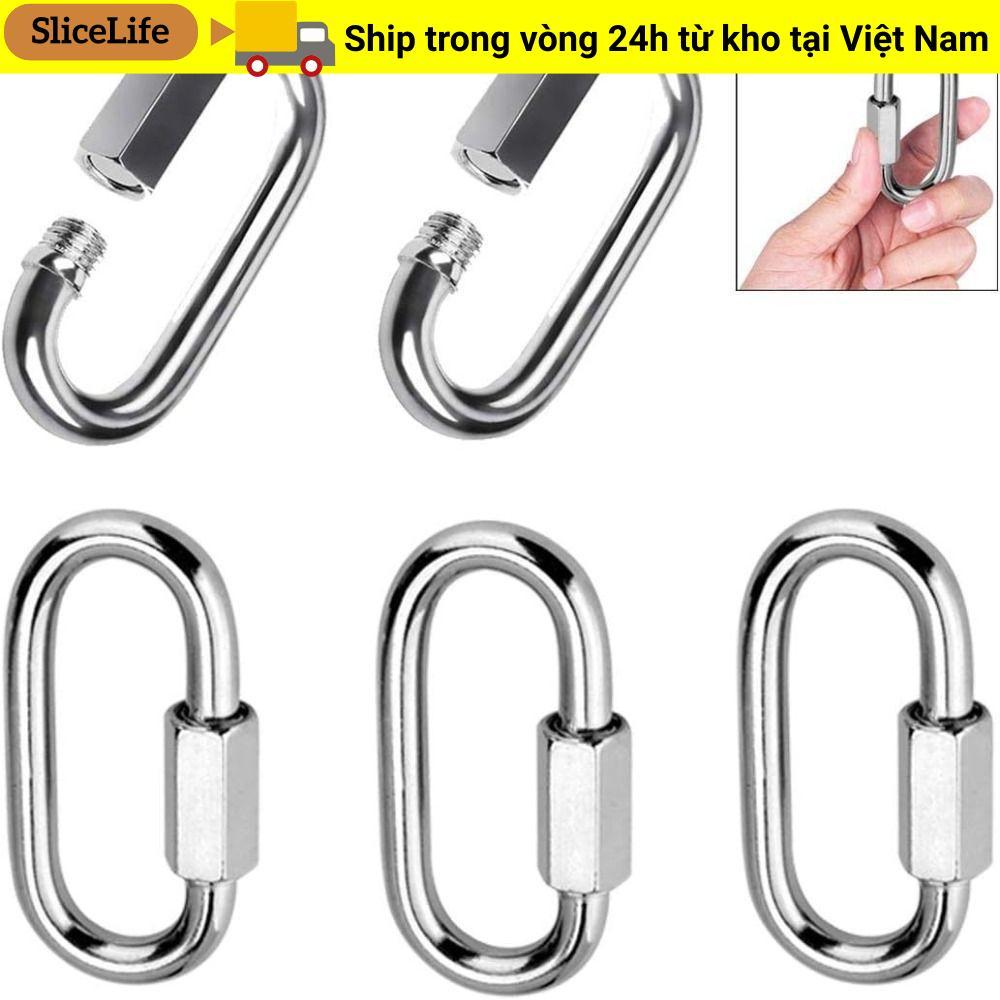 Liên kết nhanh SLICELLIFE, Kẹp Carabiner khóa bằng thép không gỉ 304 hình bầu dục, Võng móc khóa liên kết chuỗi hạng nặng hình chữ D