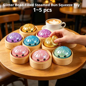 8.5cm Chảy Lấp Lánh Baozi Squishy Đồ Chơi Có Hộp Hấp Bền Chống Rò Rỉ TPR Bóng Căng Thẳng Cho Văn Phòng Tại Nhà Lớp Học