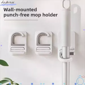 Giá đỡ chổi DAYBREAK, Móc treo cây lau nhà treo tường bằng nhựa, Móc lưu trữ tự dính bền đa năng Tổ chức tại nhà