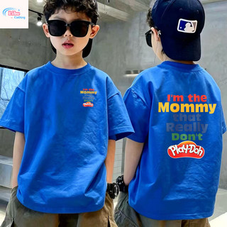 Áo thun bé trai ngắn tay in chữ thời trang, cotton mềm thoáng khí, thời trang cho bé đi học đi chơi