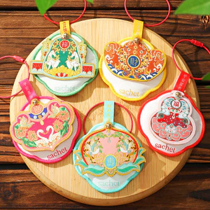 Phong Cách Trung Hoa Mới Fu Lu Shouxi Sachet Xe Hương Liệu Gói Xe Phòng Ngủ Xe Hơi Hương Thơm Ngải Cứu Khử Mùi