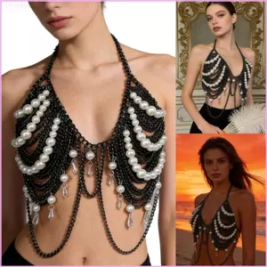 Cinna Áo Vest Thanh Lịch Ngọc Trai Và Dây Xích Dây Có Thể Tháo Rời Đồ Lót Nhiều Lần Mặc