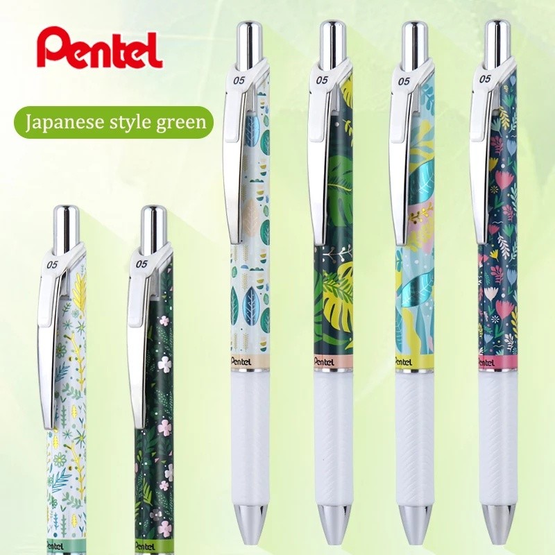 Bút gel Pentel Energel Kawaii 0.5mm dạng bấm – mực xanh nhanh khô, thiết kế họa tiết Floral độc đáo
