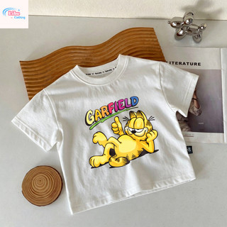 Áo Thun Trẻ Em Garfield Phong Cách, Vải Cotton, Thời Trang Hoạt Hình, Cho Bé Trai Mùa Hè, Size 90-150