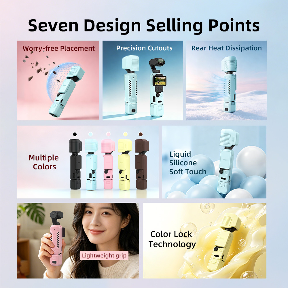 Thích hợp cho vỏ ống kính silicon DJI OSMO POCKET4, Pocket4 màn hình tấm chắn đèn bảo vệ phụ kiện