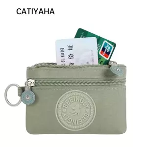 Ví đựng tiền xu CATIYAHA, Thẻ tín dụng bằng vải Canvas chống thấm nước Holoder, bền bỉ với vòng chìa khóa Ví chống mài mòn Túi đựng tiền nam nữ