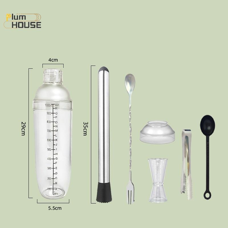 PlumHOUSE 3 / 5 / 7 Cái Bộ Bình Lắc Cotail Shaker Và Đo Jigger Bộ Đồ Uống Hỗn Hợp Dụng Cụ Lắc Tay Cho Bartending Và Home Bar VN