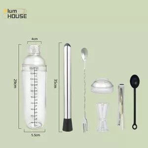 PlumHOUSE 3 / 5 / 7 Cái Bộ Bình Lắc Cotail Shaker Và Đo Jigger Bộ Đồ Uống Hỗn Hợp Dụng Cụ Lắc Tay Cho Bartending Và Home Bar VN