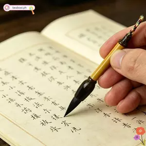 Bàn chải thư pháp Mini BEABOUT, Bàn chải viết tay cầm bằng tre cầm tay, Mực truyền thống 9cm Tranh màu nước Bàn chải viết nhỏ