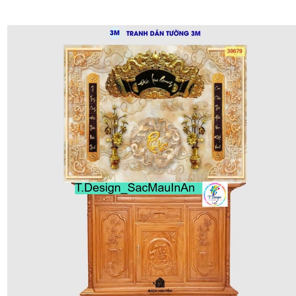 Decal Dán Phòng Thờ - Cuốn Thư Câu Đối - Trang Trí Bàn Thờ Gia Tiên Đẹp, Ý Nghĩa