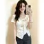 Phiên bản Hàn Quốc Phối ren cổ tròn chấm bi ngắn tay mùa hè 2026 Phong cách mới Ngọt ngào Slim-Fit Slimmer Look Thời trang hẹp @