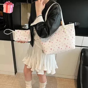 Túi xách Tote dung tích lớn GAVESTO, Túi đeo vai thiết kế nơ có khóa kéo, Chất liệu mềm hợp thời trang Phong cách hợp thời trang Thiết kế đơn giản Túi đeo nách thời trang nữ