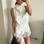 Áo Vest Cổ Cao PYCOU, Áo Không Tay Satin Màu Trắng, Áo Sơ Mi Cổ Cao Phối Ren