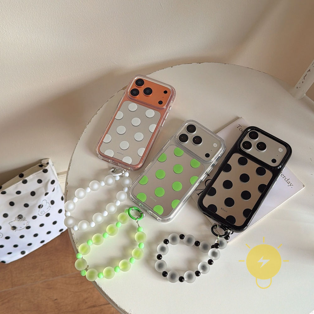 Phone Case For iPhone 17 Pro Max 16 15 14 13 TPU Polka Dot Mirror Simple Aesthetic Korean Cute