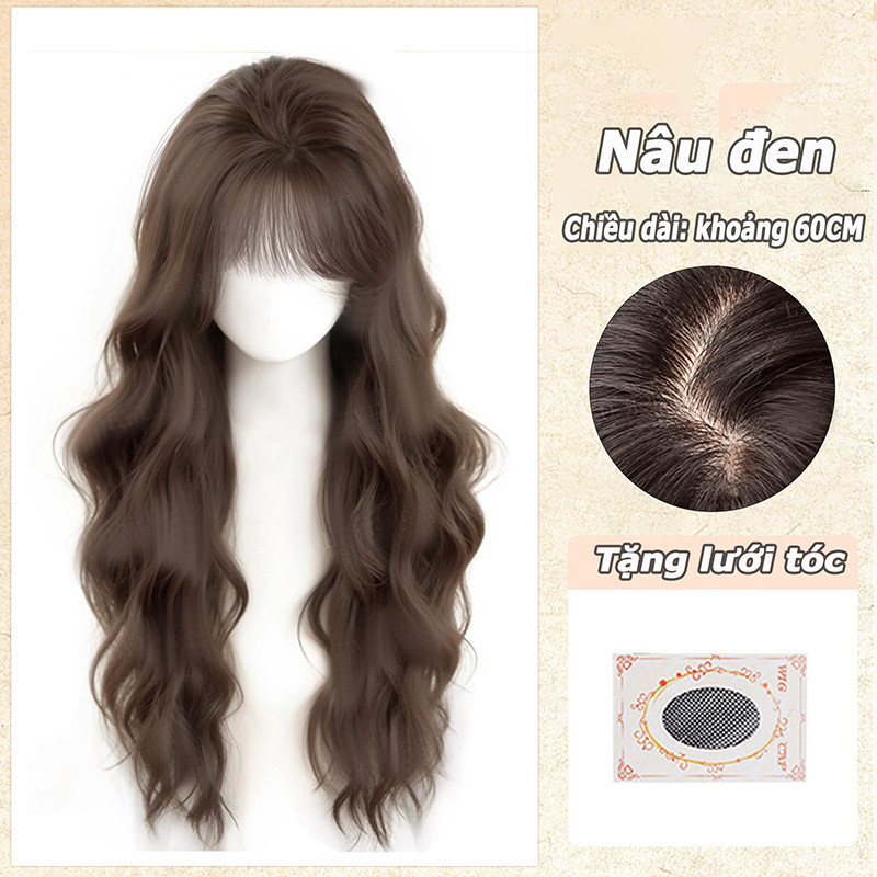 Tóc giả dệt kim nguyên đầu,60cm,Tóc giả nữ nguyên đầu,Kèm conbo phụ kiện, TƠ MỀM MỊN KHÔNG BỊ ĐỔ BÓNG