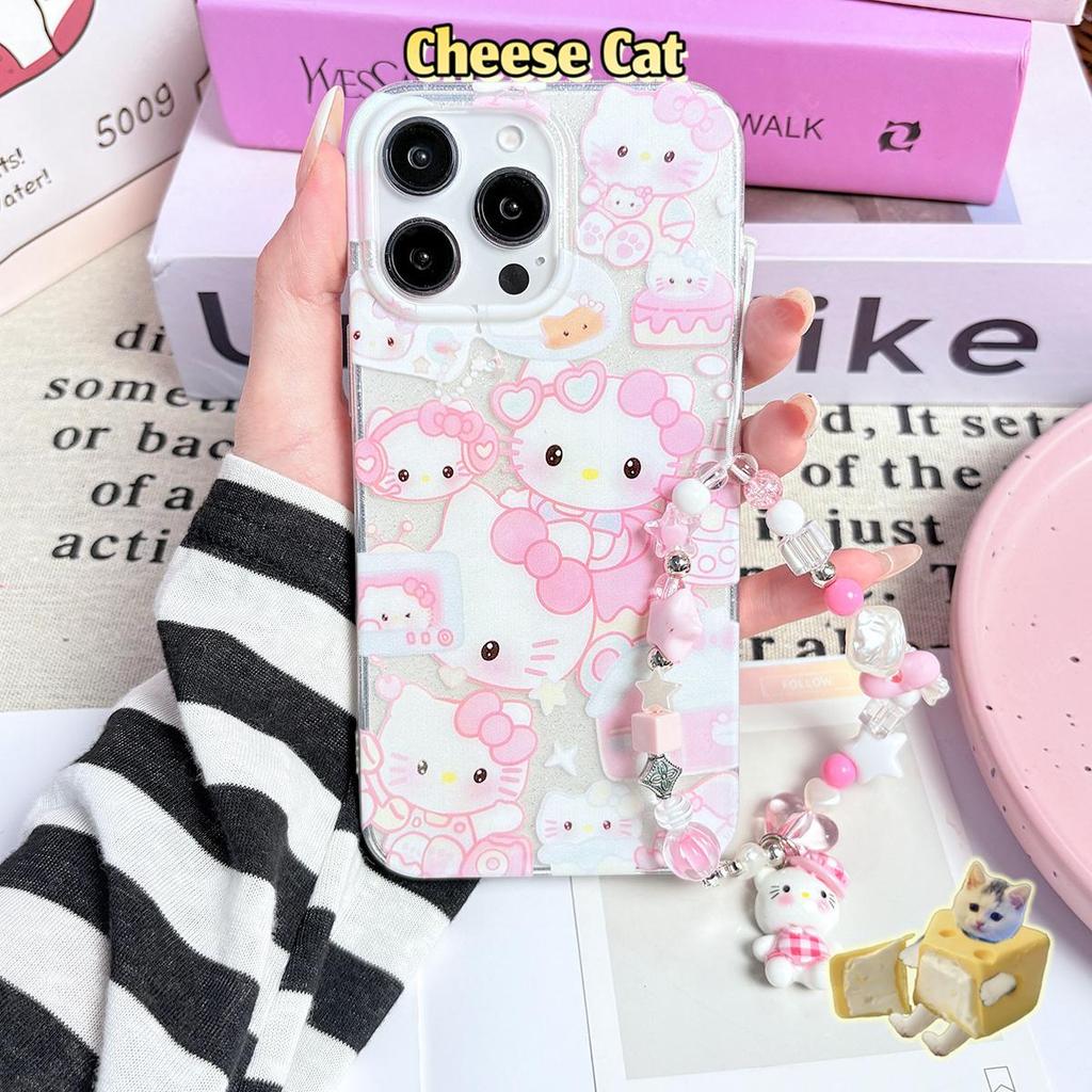 Dây Buộc Hồng Kính Mát Kitty Ốp Lưng Điện Thoại iPhone 14 11 12 13 15 16E 17 Pro Max XR Xs Max 7 Plus 8 Plus 6 SE