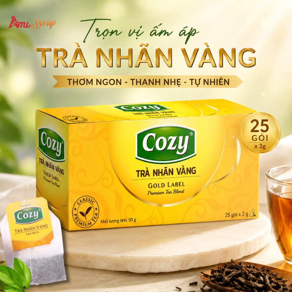 Trà nhãn vàng Cozy 50g Gồm 25 gói x 2g, Hương Vị Sâu Lắng Từ Vùng Trà Việt