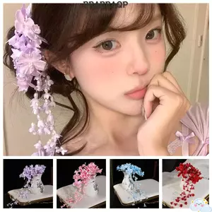 Kẹp tóc hoa BRBRAA, Kẹp bên tua rua sang trọng phong cách Trung Quốc, Kẹp mỏ vịt Mũ cô dâu