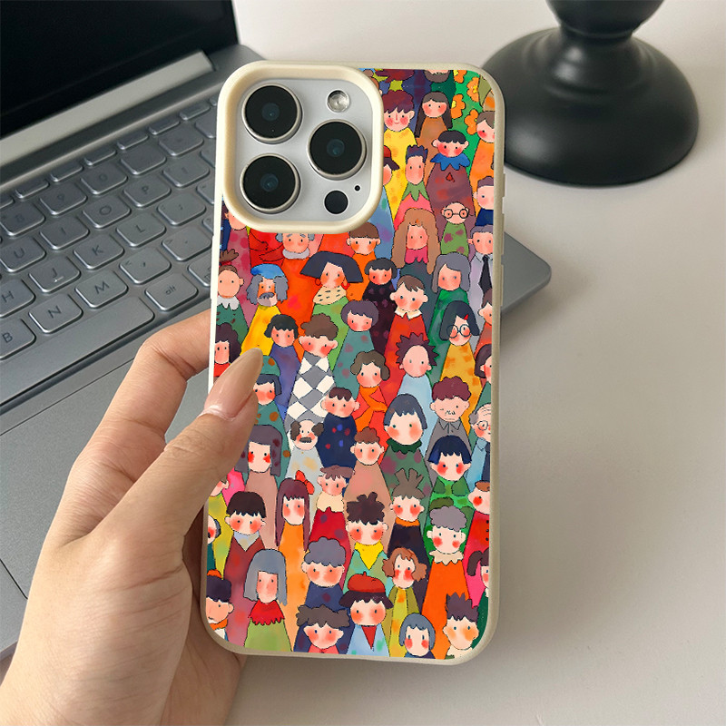 Ốp lưng cho iPhone 17 16 Pro Max 15 14 13 12 11 Đám đông khuôn mặt dễ thương