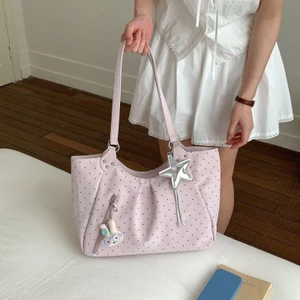 Túi Tote PU Chấm Bi Nữ Dung Tích Lớn Đi Lại Túi Đeo Vai Lớp Học Sinh All-Ma