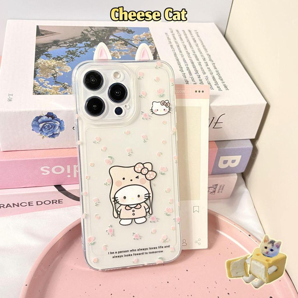 3D Tai Mèo Hoa Kitty Ốp Lưng Điện Thoại iPhone 14 13 15 16 11 12 17 Pro Max 6 7 8 Plus SE XR Xs Max