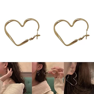 Exhila Phong Cách Hàn Quốc Mặt Dây Chuyền Trái Tim Tròn Vòng Tròn Bông Tai Vòng Lớn Cho Nữ Tuyên Bố Thời Trang Cưới Trang Sức Mujer Brinco