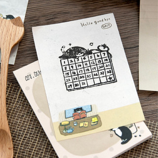 ENWEI 50 Chiếc [Cat Cafe Time Series] Coffee Element Cow Cat Retro Dễ Thương Có Thể Xé Giấy Dán Ghi Chú Nhật Ký Văn Phòng Phẩm