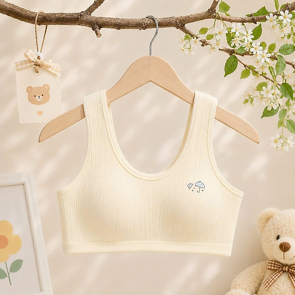Áo lót lá bé gái dậy thì cotton gân mềm mại thoáng khí co giãn 4 chiều cho học sinh [A161]