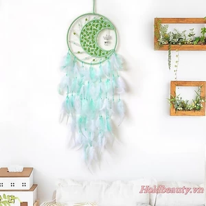 Dream Catchers Handmade Mặt Trăng Lông Vũ Chuông Gió Treo Trang Trí Cho Phòng Ngủ Gia Đình Trang Trí Phòng Khách
