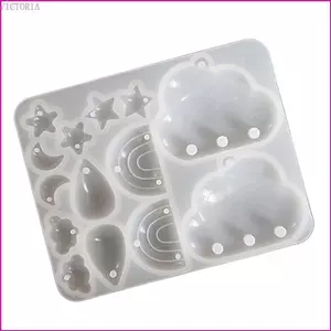 Khuôn silicon hình ngôi sao, mặt trăng, đám mây và giọt nước - Dụng cụ làm đồ trang sức époxi