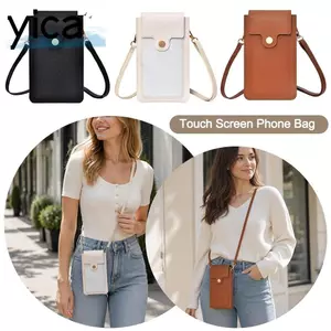 YICA RFID Ví Chống Trộm, Ví Da PU Màn Hình Cảm Ứng Túi Điện Thoại, Nắp Dây Kéo Đa Năng Dung Tích Lớn Túi Đeo Ngang Hoạt Động Ngoài Trời