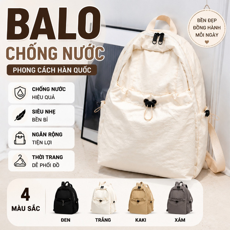 Ba Lô Chống Nước Kiểu Hàn Quốc Mới,Nhiều Ngăn,Đơn giản,Dung Tích Lớn,a Lô Du Lịch Nam Nữ Dùng Chung