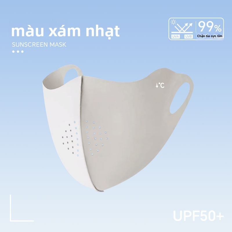 Mặt nạ chống nắng nữ nhẹ thoáng khí, sử dụng chất liệu lụa băng, có chức năng chống tia cực tím, thích hợp cho việc đi xe máy mùa hè.