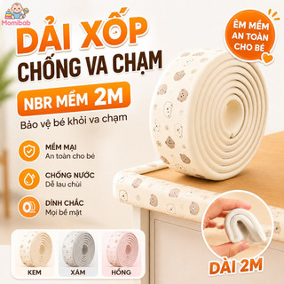 Dải xốp chống va chạm NBR mềm 2m bảo vệ trẻ khỏi va góc bàn tủ nhiều màu dính chắc mọi bề mặt
