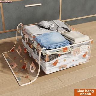 [Vận chuyển nhanh] Dụng cụ sắp xếp quần áo HOMELYHUB, Túi đựng đồ chống nước dung tích lớn, Túi chăn ba chiều in trong suốt Hộ gia đình