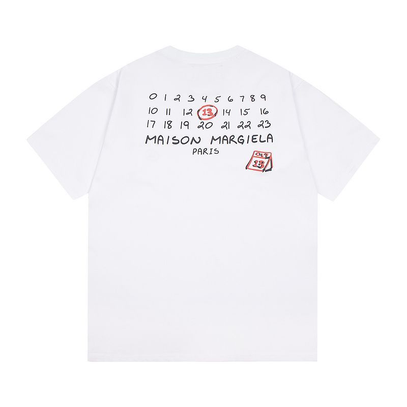 M MM6 Khớp Cổ Điển In Kỹ Thuật Số Mùa Hè Hợp Thời Trang Unisex Áo Thun Rời Tay Ngắn