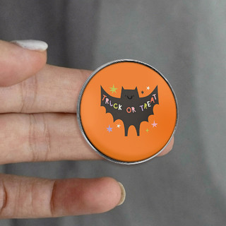 Quà Tặng Halloween Hoạt Hình Dễ Thương Dơi Bí Ngô Thiết Kế Huy Hiệu Kim Loại Vui Nhộn ‘ Trick or Treat ’ Màu Cam UV Trâm Phụ Kiện Ba Lô Theo Chủ Đề Halloween
