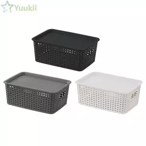 Giỏ Đựng Đồ YUUKII, Hộp Đựng Nhựa Dung Tích Lớn, Di Động Đa Năng Có Nắp Vuông Hộp Bảo Quản Nhà Bếp Trang Trí Nhà Cửa