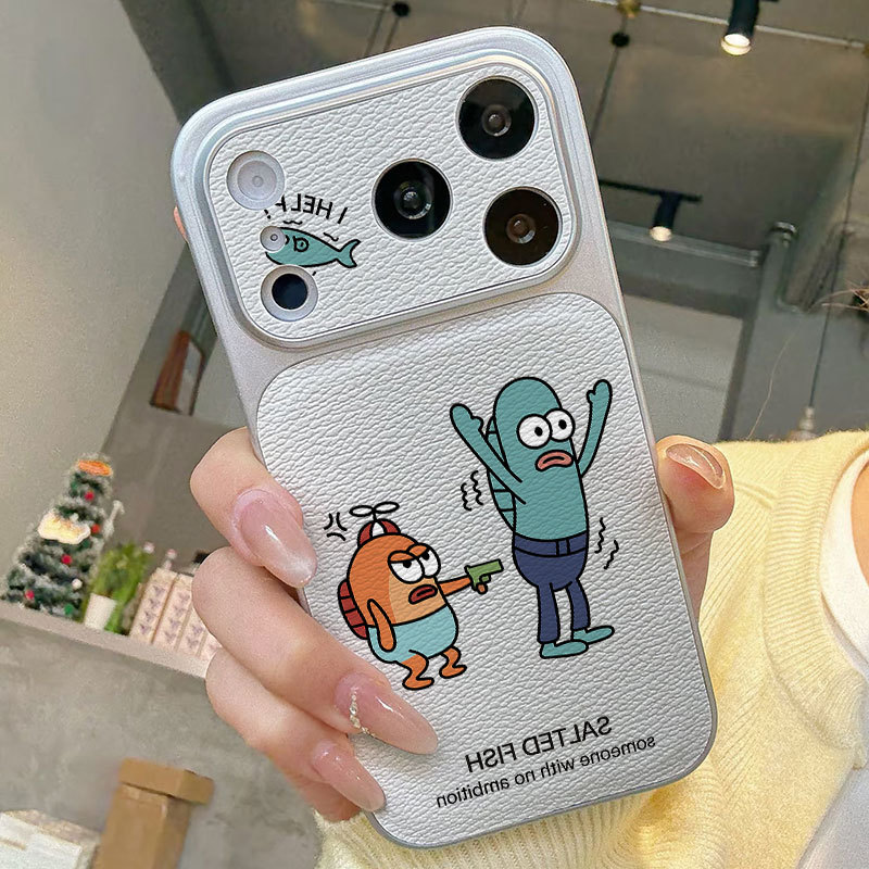 Ốp lưng iPhone Họa tiết da mạ họa tiết cá ngộ nghĩnh iPhone 17 16 15 14 13 12 11 Pro Max Plus Max