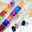 JVSUB Nail Art Sequins, 12 Lưới Laser Sáng Bóng Móng Tay Lấp Lánh Mảnh, Hình Chữ Nhật Hình Vuông Hình Ba Chiều Trang Trí Móng Tay Phụ Kiện DIY Trang Trí