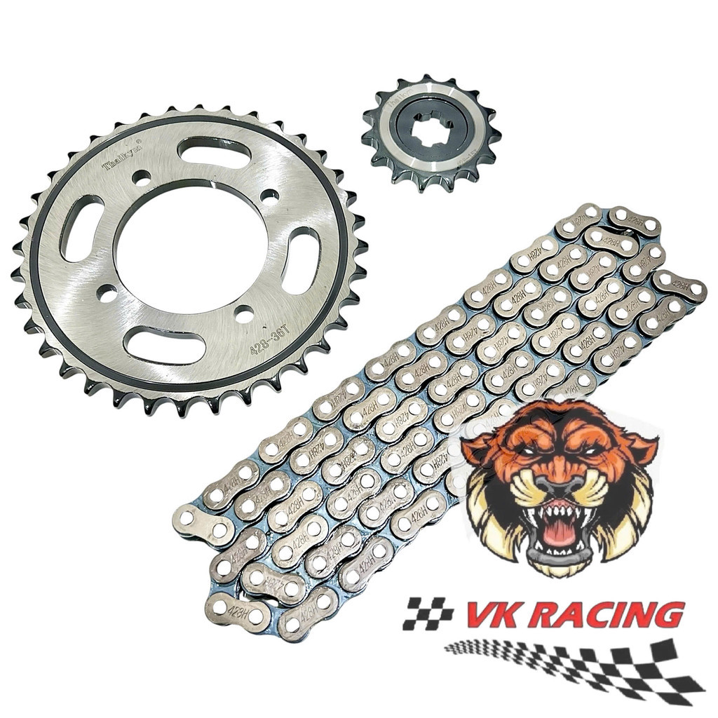 Bộ nhông sên đĩa NSD xích sên ThaiKym thái lan sirius xăng cơ - si110 - jupiter - ju110 (428H 15-36-104L)