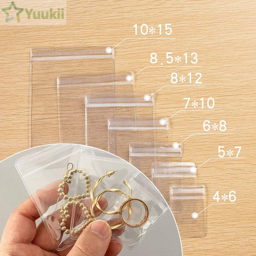 YUUKII 100 Chiếc Khóa Zip Túi Trong Suốt Sử Dụng Rộng Rãi Túi Bảo Quản Vòng Cổ Vòng Tay Túi Trang Sức