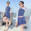 Đồ bơi bé gái 2026 Phong cách mới Áo dài tay chấm bi cho trẻ em + Váy xù Đồ bơi thời trang