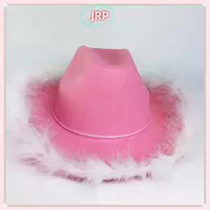 JRP 1 Tuyệt Đẹp Lông Tơ Lông Vũ Vành Cao Bồi Mũ Rộng Vành Bò Cô Gái Mũ Phù Hợp Với Mardi Gras Rave Chơi Dress Up JRP