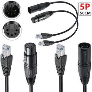 Cáp chuyển đổi XLR sang RJ45 5 chân / 3 chân, Nam / Nữ, 0,5m, dành cho Bộ điều khiển DMX, Điều khiển ánh sáng sân khấu, Bảng điều khiển âm thanh