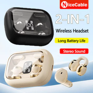 Tai + Tai Kẹp Tai Nghe Bluetooth Kép Độ Nét Cao Chất Lượng Âm Thanh Stereo Giảm Tiếng Ồn Có Màn Hình LED Tai Nghe Bluetooth 5.4 2 Trong 1