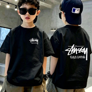 Áo Thun Unisex In Chữ Graffiti Phía Trước & Sau, Áo Bông Ngắn Tay Phong Cách Đường Phố Size 3-12 Tuổi COD