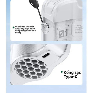 Quạt Treo Cổ Quạt Làm Mát Quạt Đeo Cổ Quạt Mini Làm Lạnh Bằng ICE 100 Cấp Độ Dùng Ngoài Trời